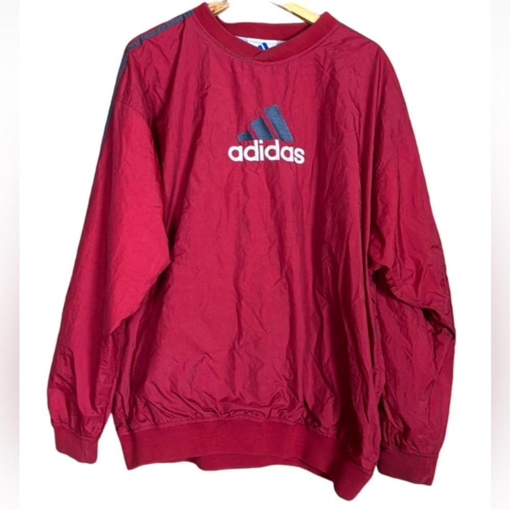 Vintage Adidas windbreaker jacket Burgundy Size XL